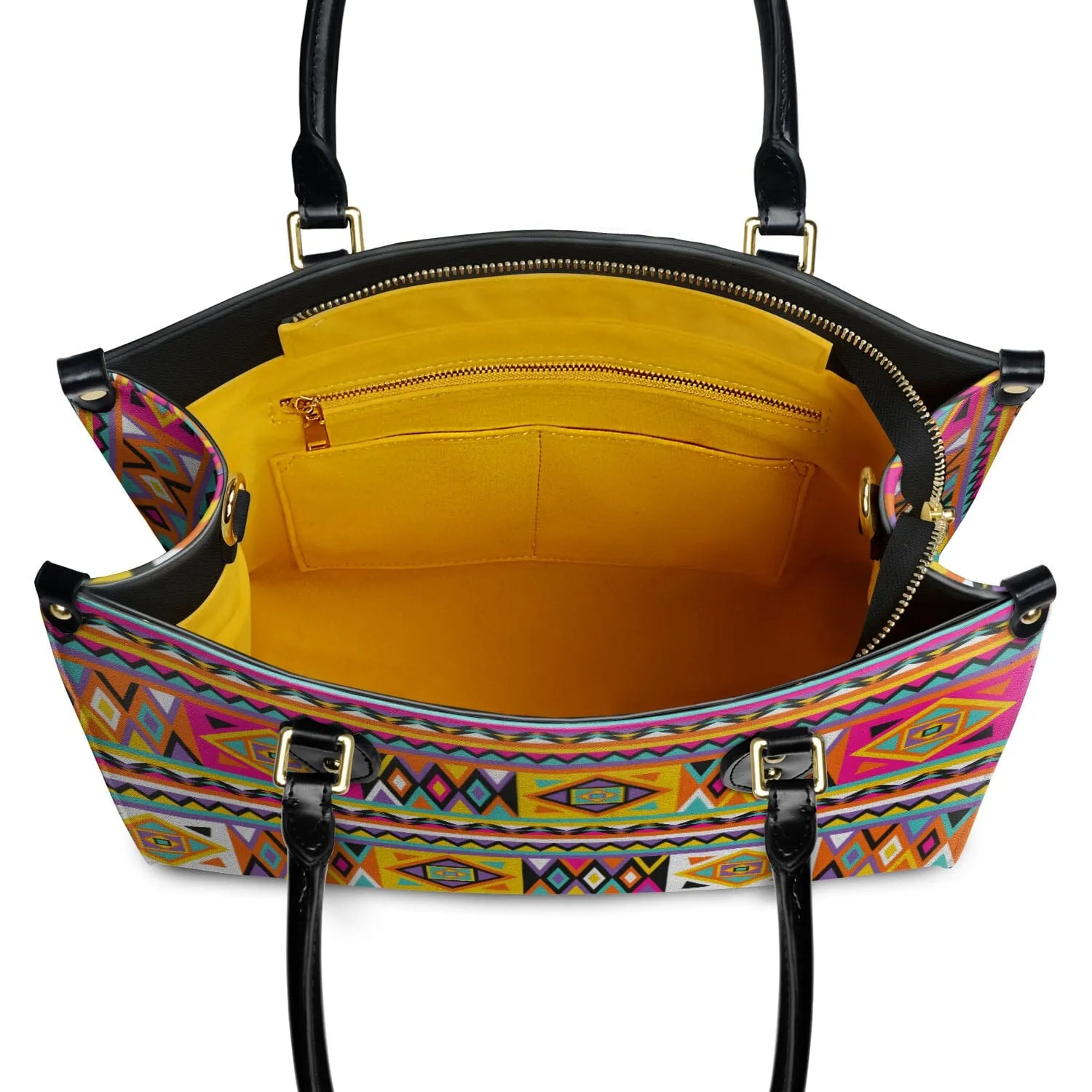 Colorful Ankara Pattern Leather Handbag