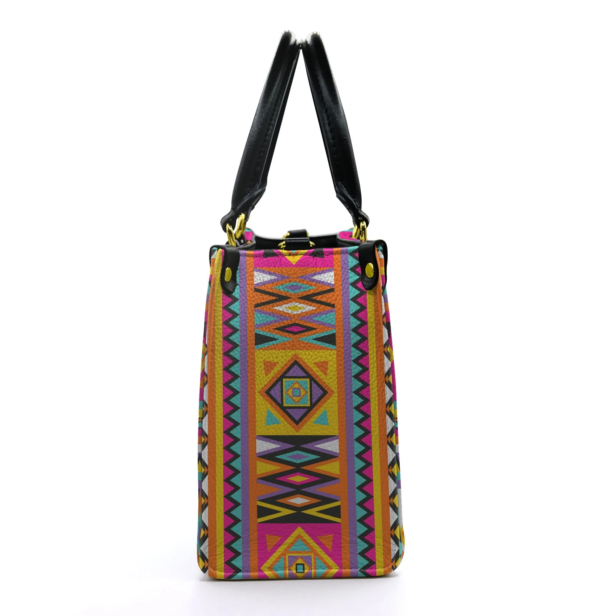 Colorful Ankara Pattern Leather Handbag