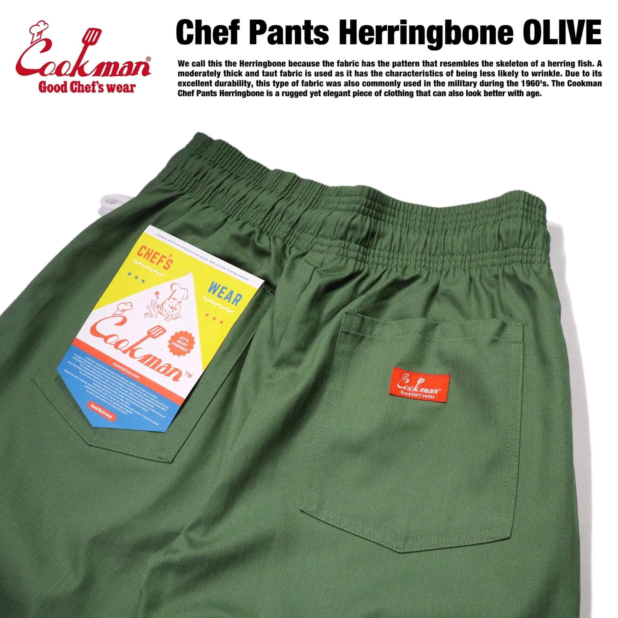 Cookman Chef Pants - Herringbone : Olive