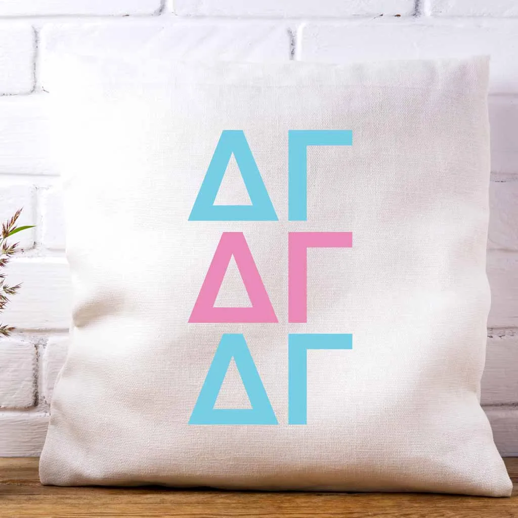 Delta Gamma Throw Pillow Cover with Greek Letters