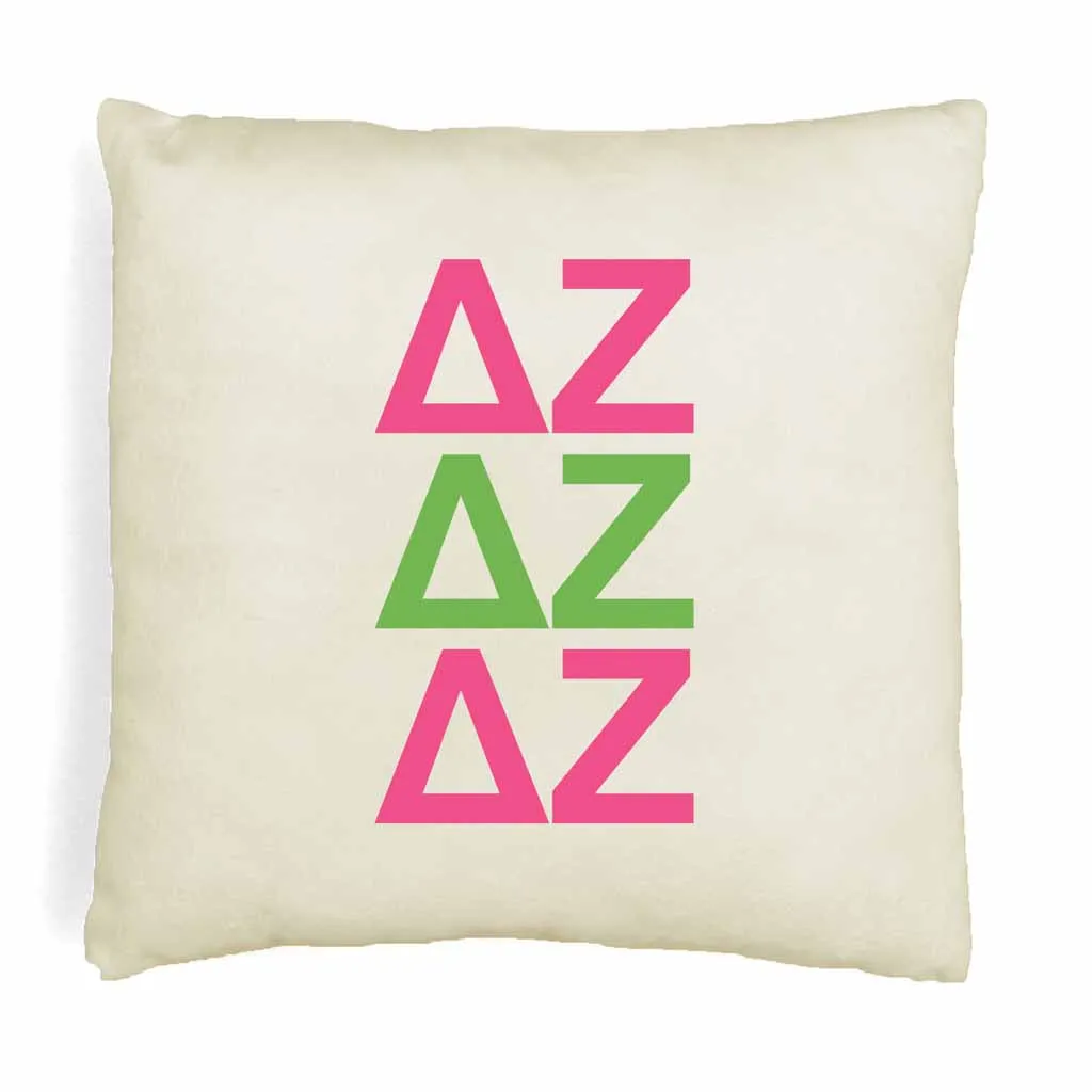 Delta Zeta Throw Pillow Cover with Greek Letters