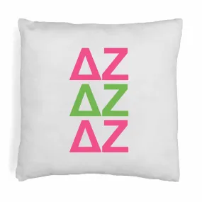 Delta Zeta Throw Pillow Cover with Greek Letters