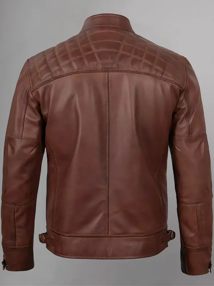 Distressed Brown Motorcycle Leather Jacket