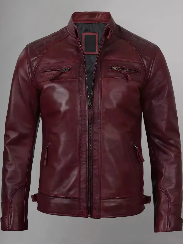 Distressed Brown Motorcycle Leather Jacket