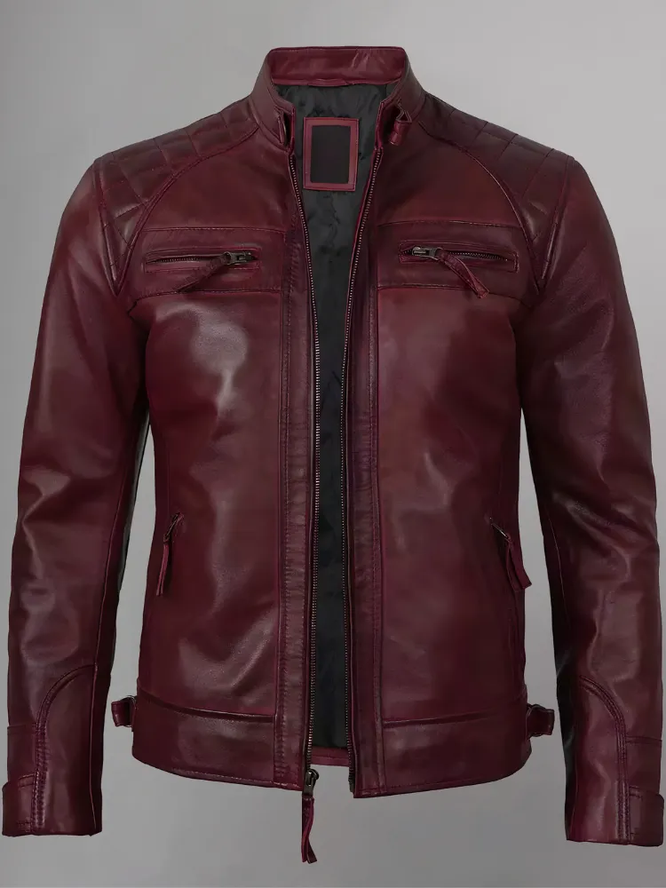 Distressed Brown Motorcycle Leather Jacket