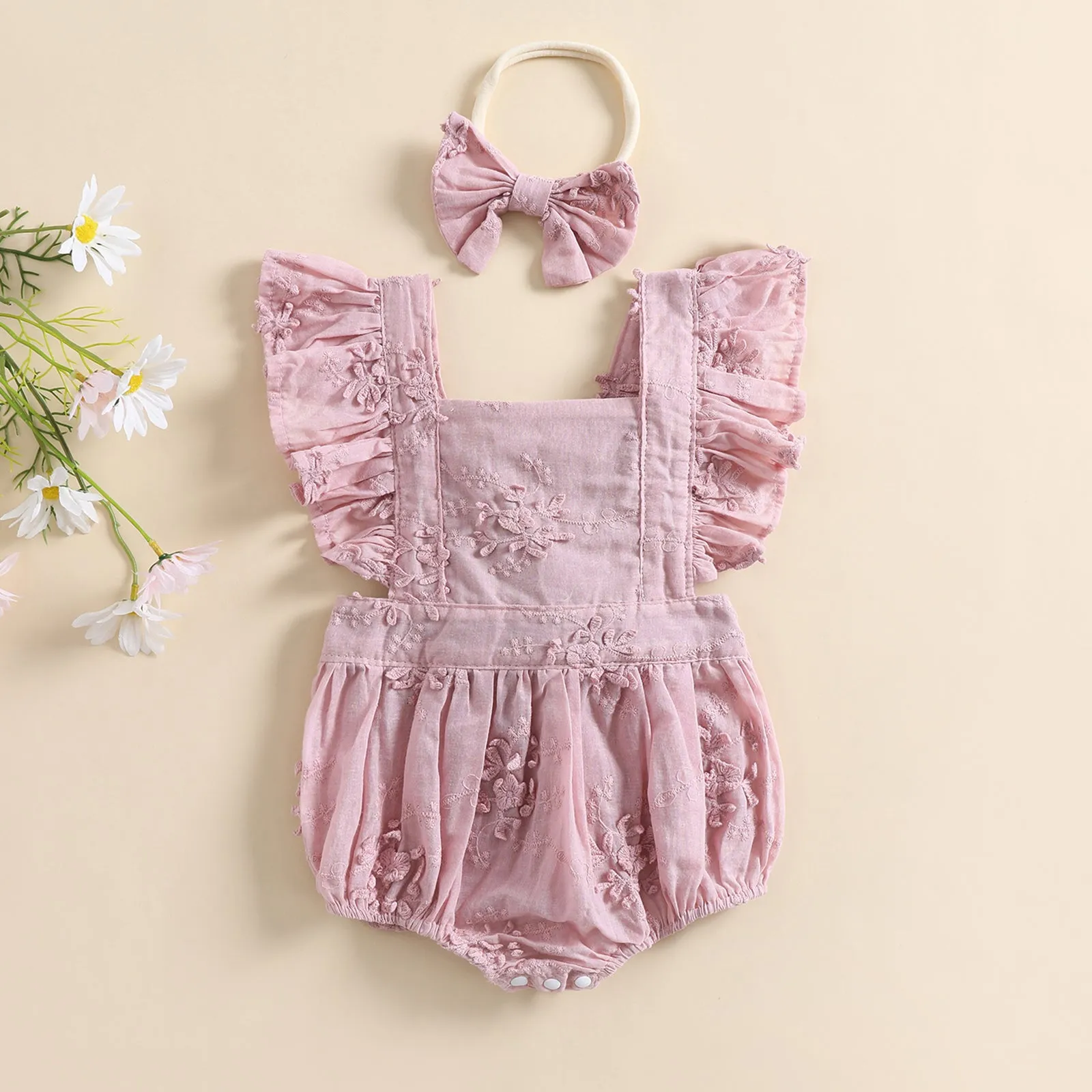 ELODIE Floral Romper with Headband