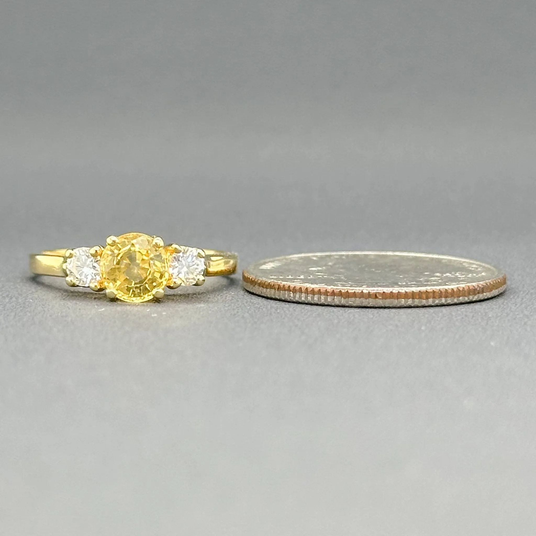 Estate 18K Y Gold 1.12ct Yellow Sapphire & 0.31ctw G/SI1 Diamond Ring