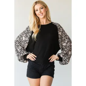 Floral Print Bubble Longsleeve Top