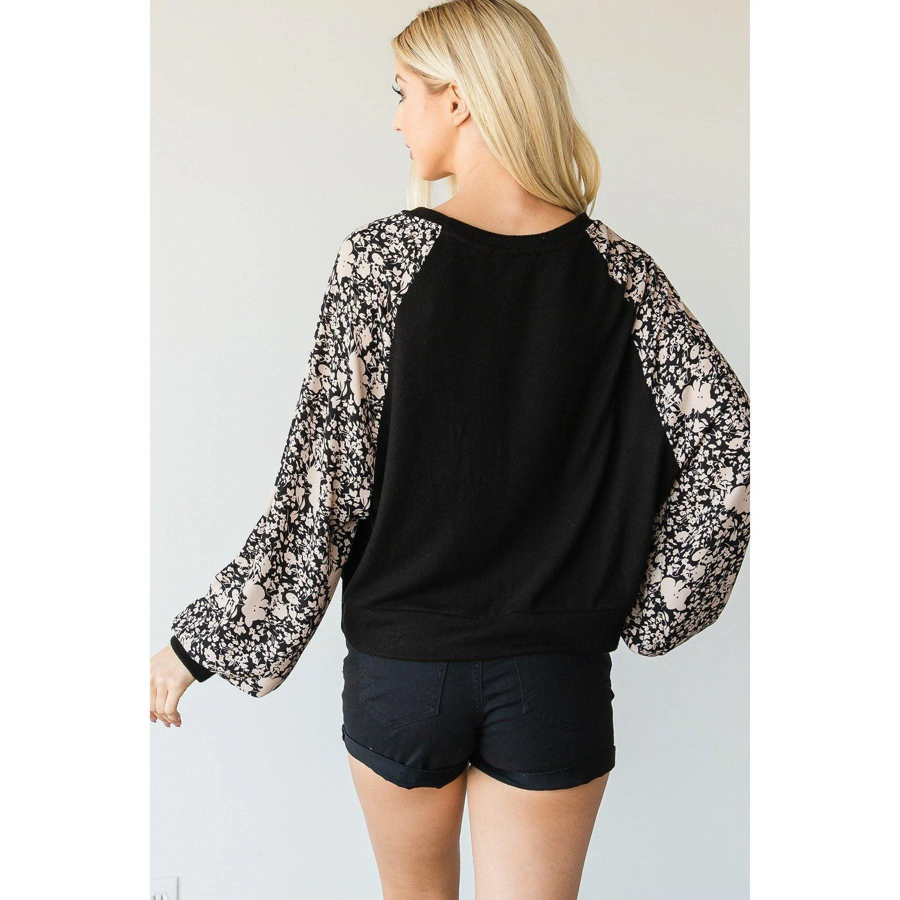 Floral Print Bubble Longsleeve Top