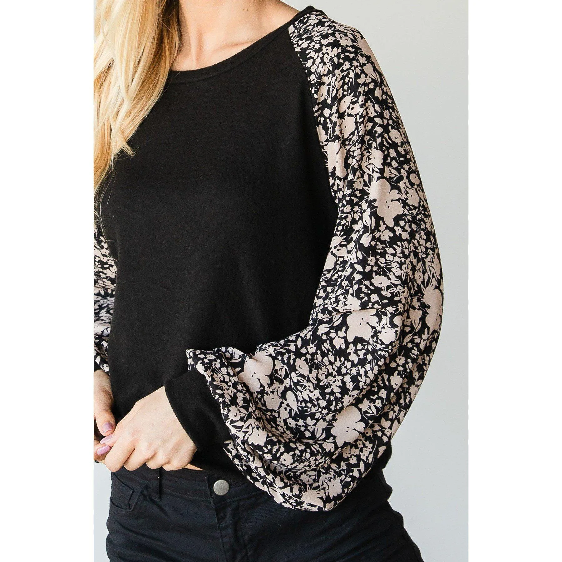 Floral Print Bubble Longsleeve Top