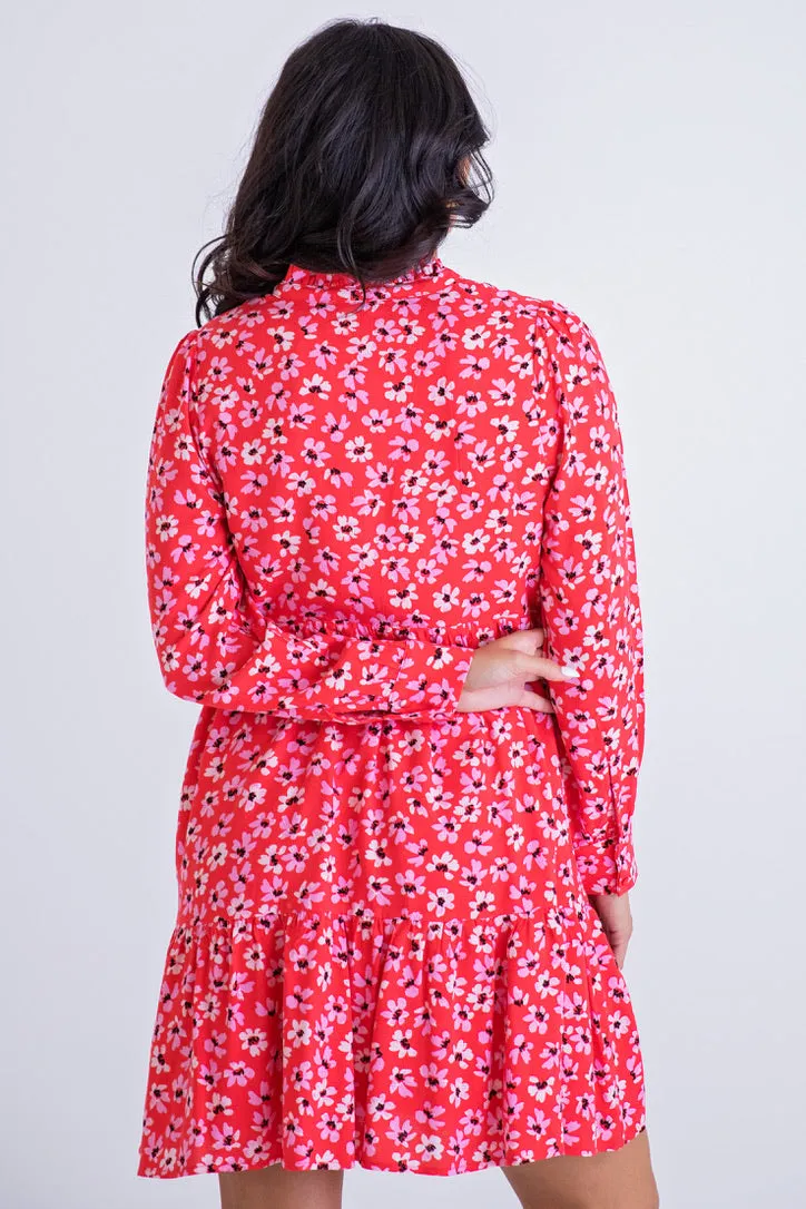 Floral Vneck Tier Dress