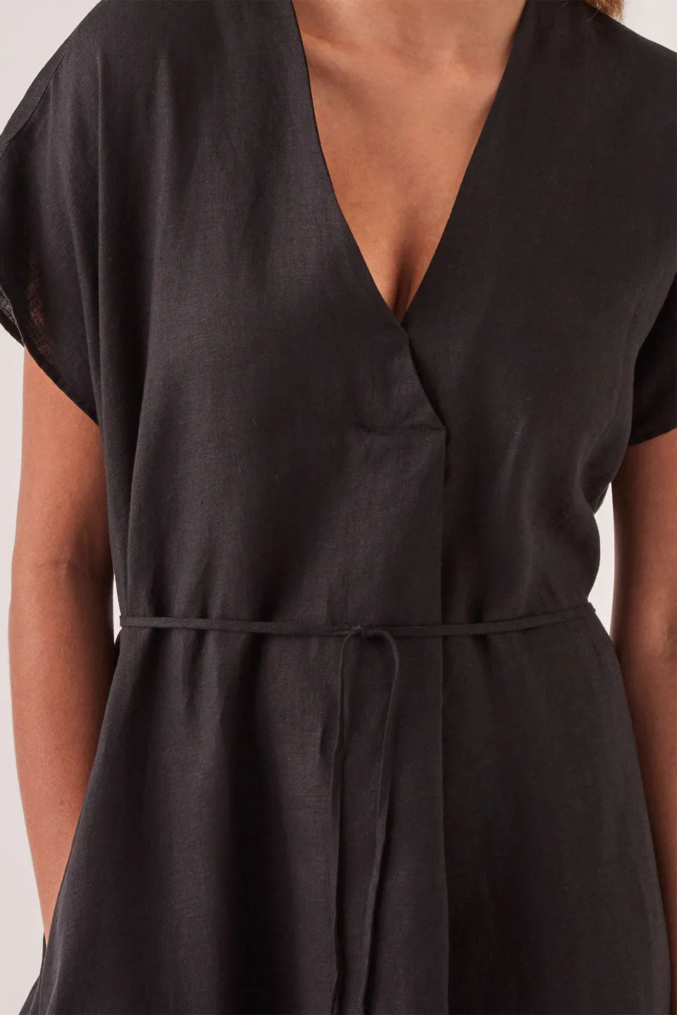 Freya Linen Black SS Dress