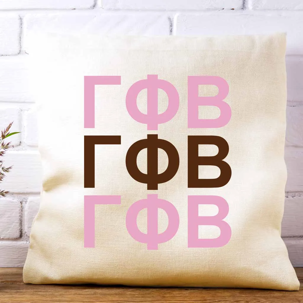 Gamma Phi Beta Throw Pillow Cover with Greek Letters