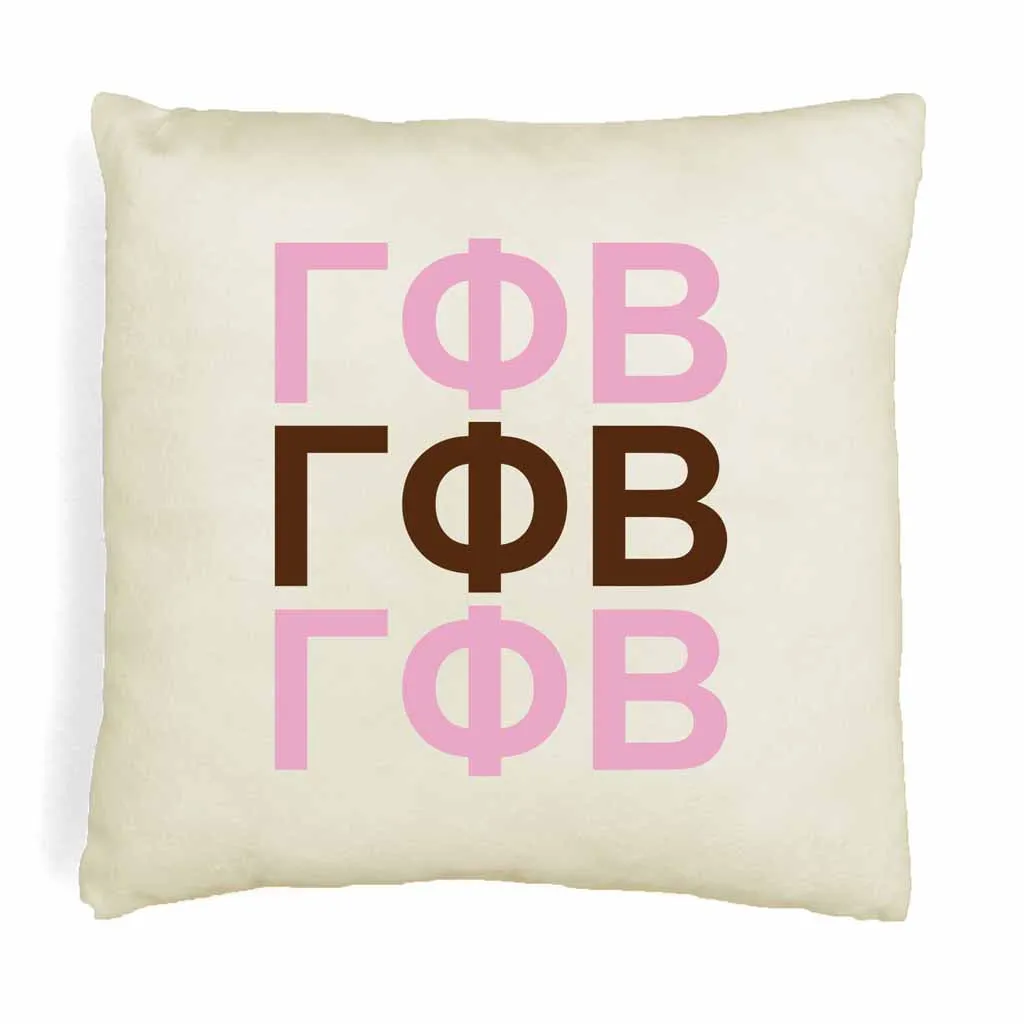 Gamma Phi Beta Throw Pillow Cover with Greek Letters