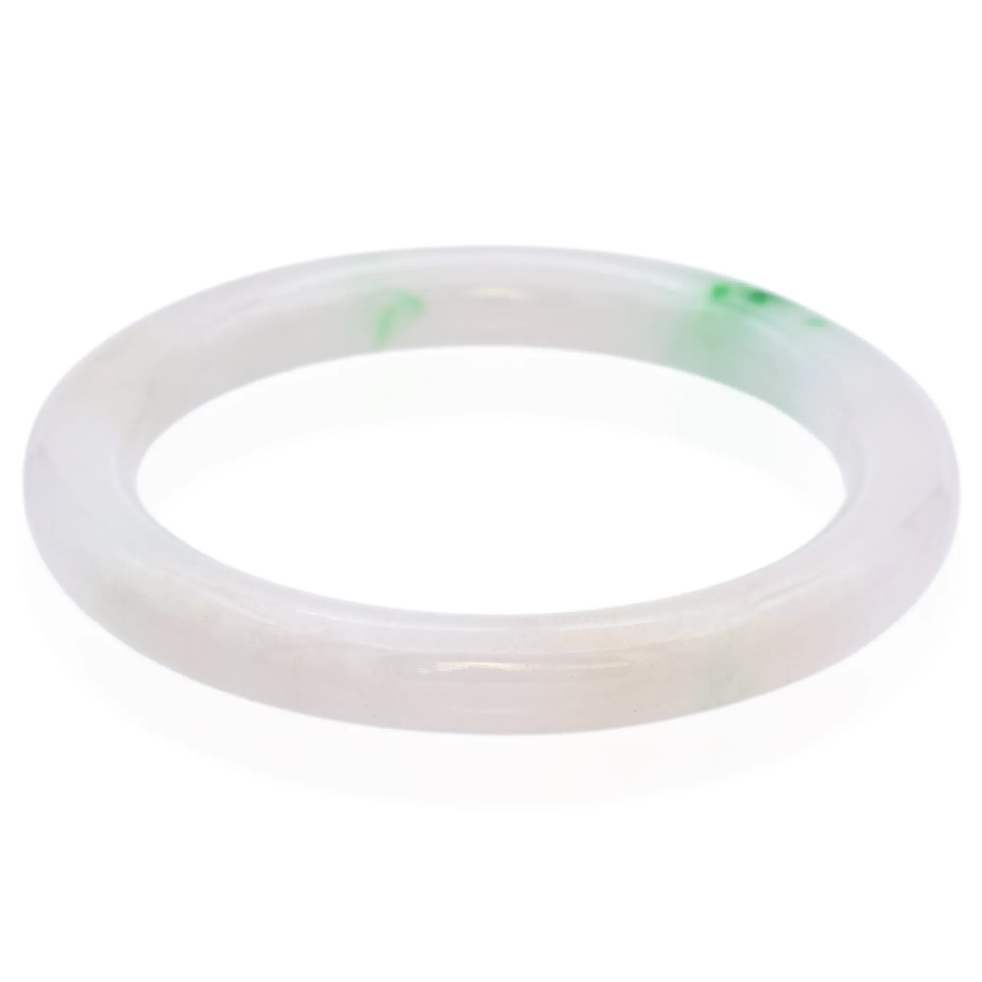 GIA Variegated White and Green Grade A Fei Cui Jadeite Jade Bangle Bracelet