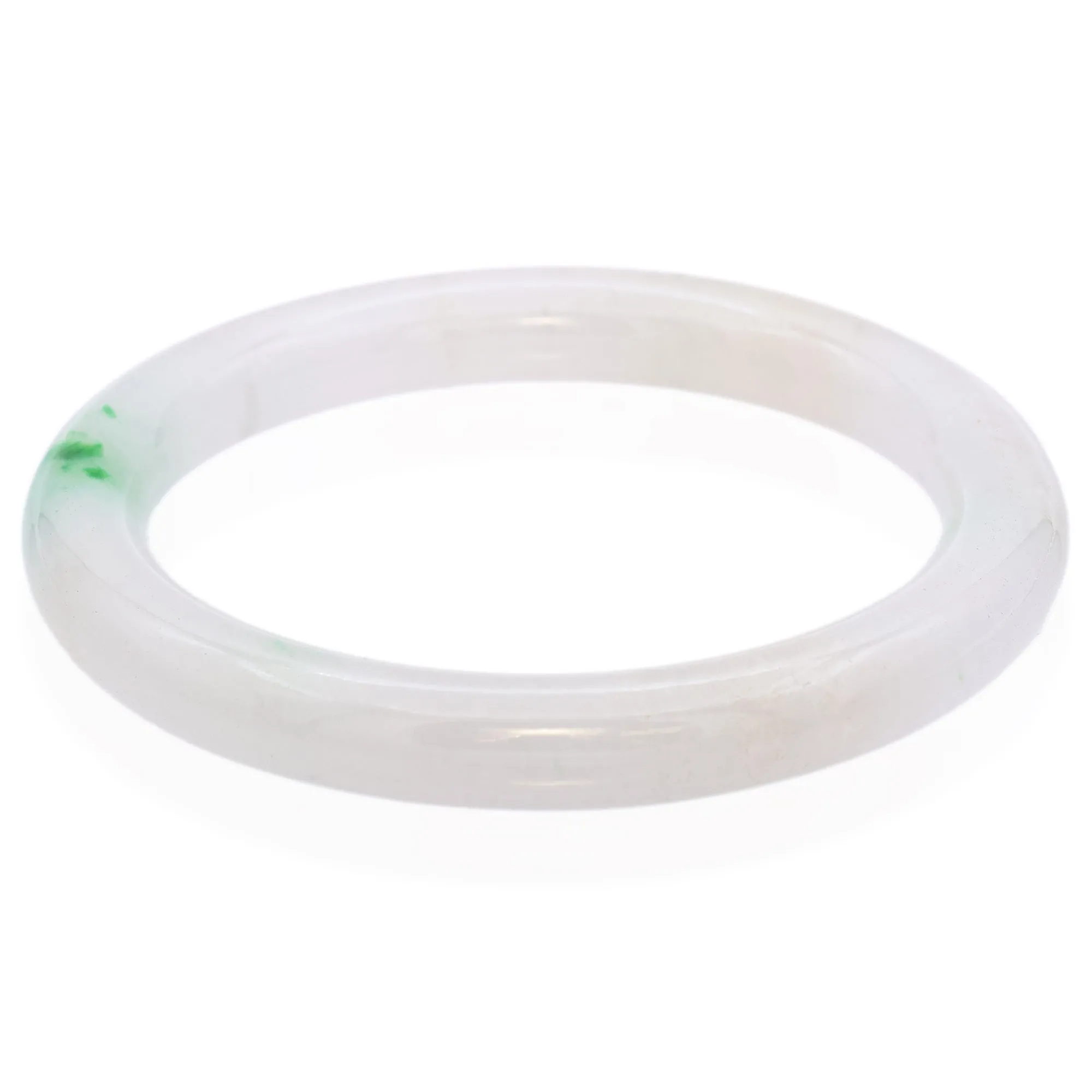 GIA Variegated White and Green Grade A Fei Cui Jadeite Jade Bangle Bracelet