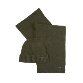 Gift Set Uomo Barbour Cappello Sciarpa Carlton Fleck Verde