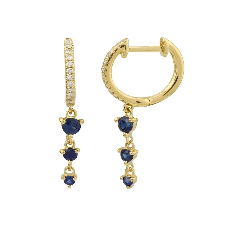 Gold Gemstone Dangling Huggie Earrings