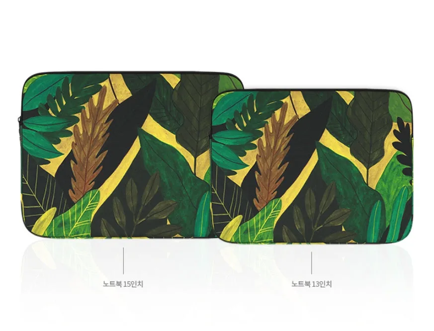 Green Forest Graphic Laptop Sleeves 13 15 inch Cases Protective Covers Handbags Square Pouches Designer Artist Prints Cute Lightweight School Collage Office Zipper Fashion Unique Gifts