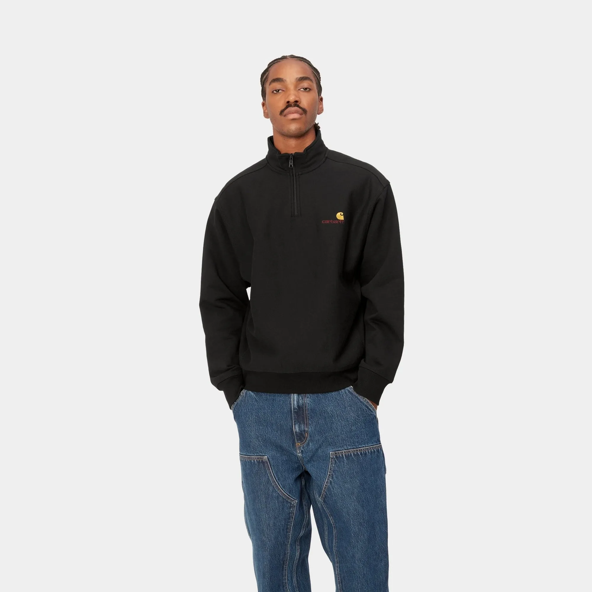 Half Zip American Script Sweatshirt | Black