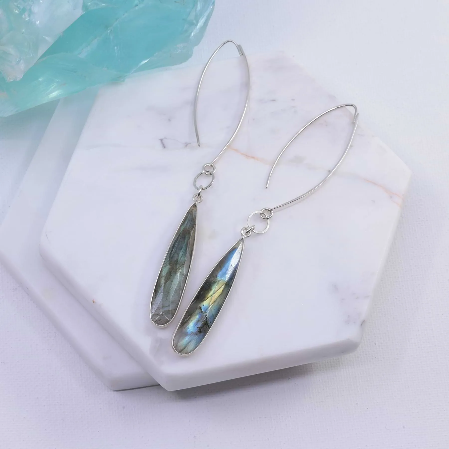 Harlow - Labradorite Long Drop Earrings