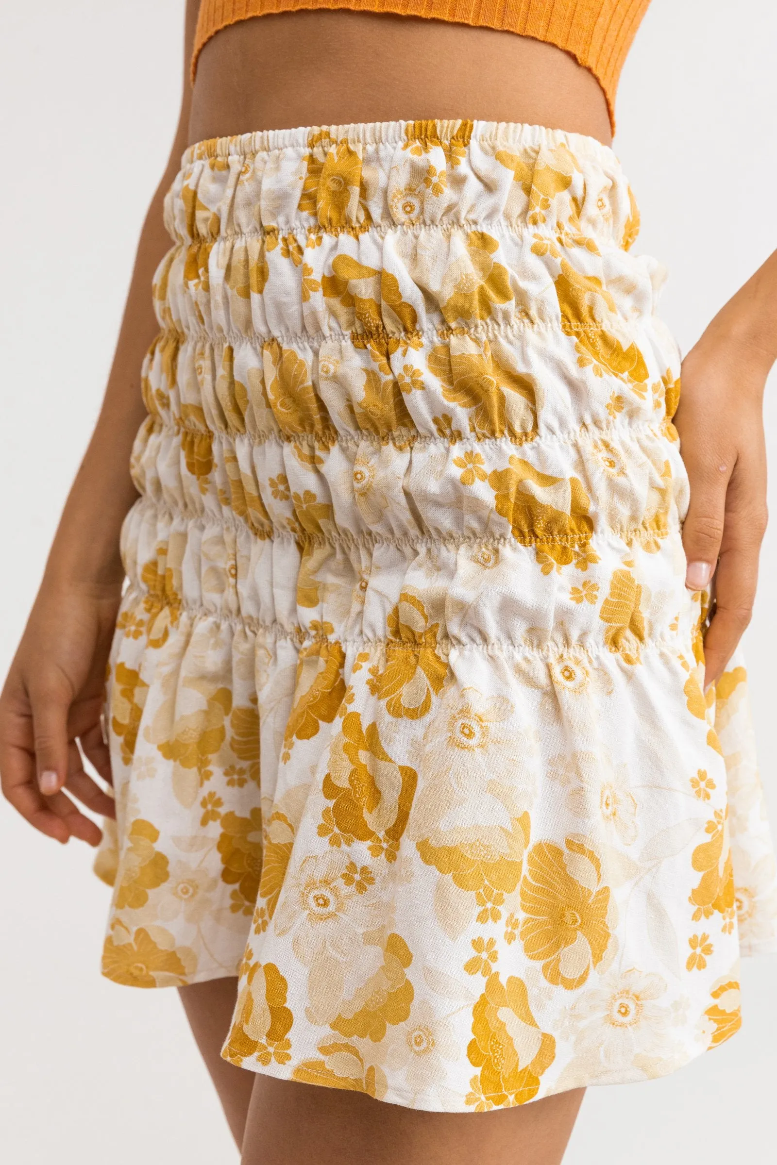 Harmony Floral Mini Skirt / Honey