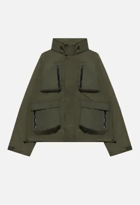 High Shrunk Nylon Parachute Jacket / Olive