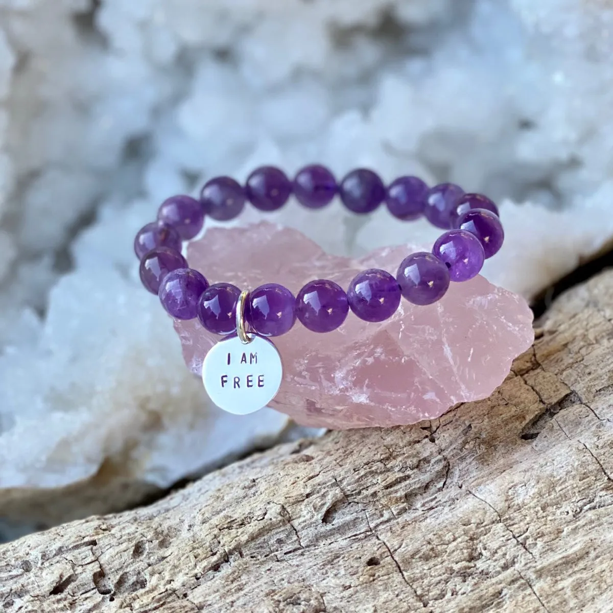 I am Free Affirmation Bracelet with Amethyst to Encourage You to Try New Things