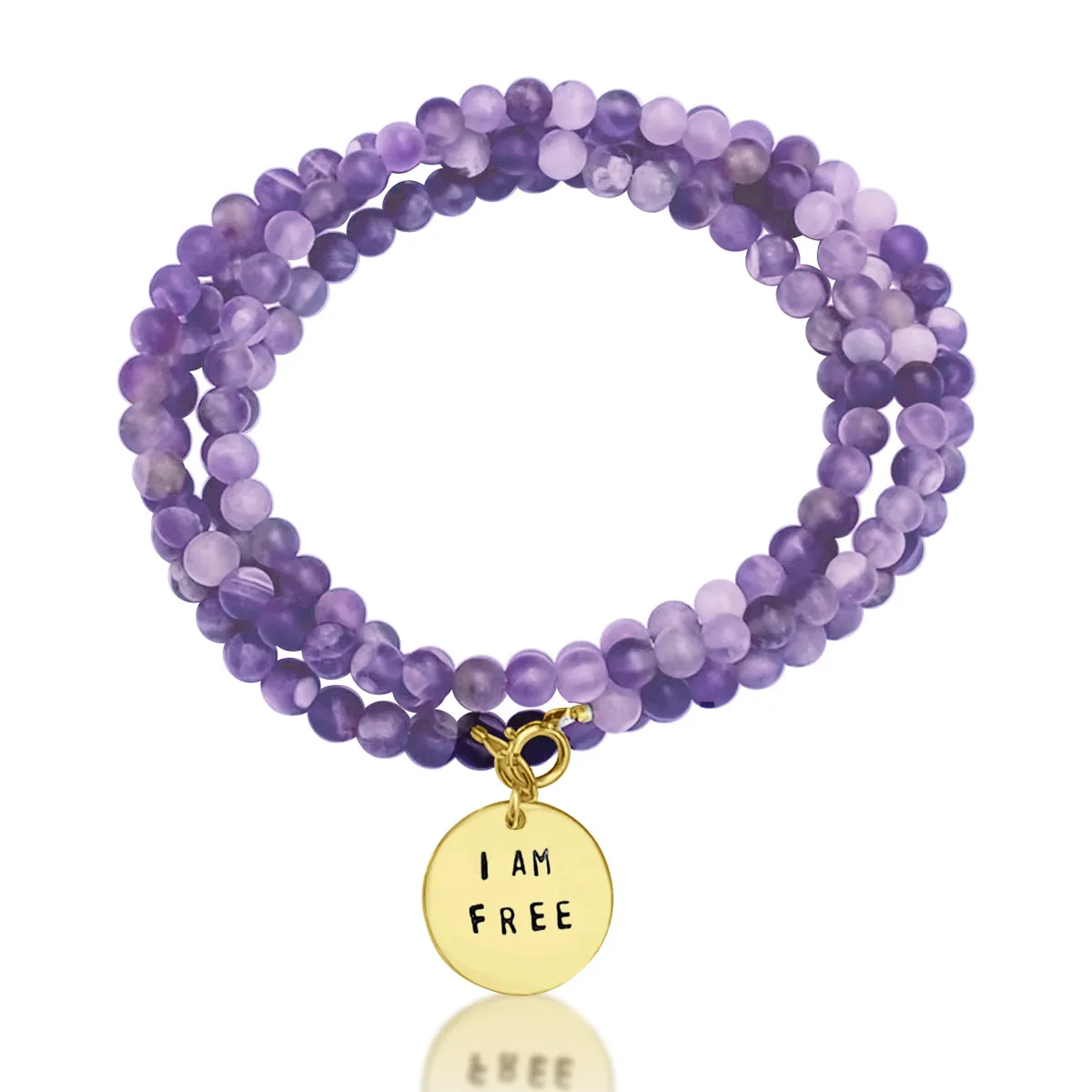 I am Free Affirmation Wrap Bracelet with Amethyst to Encourage You to Try New Things