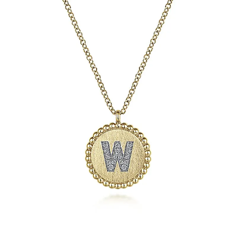 Initial W Medallion Necklace