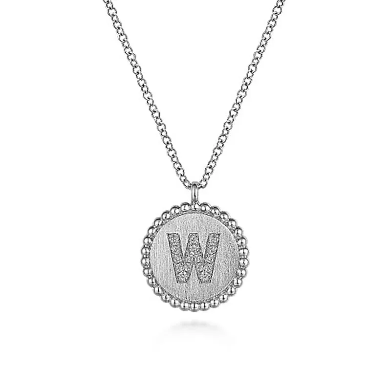 Initial W Medallion Necklace