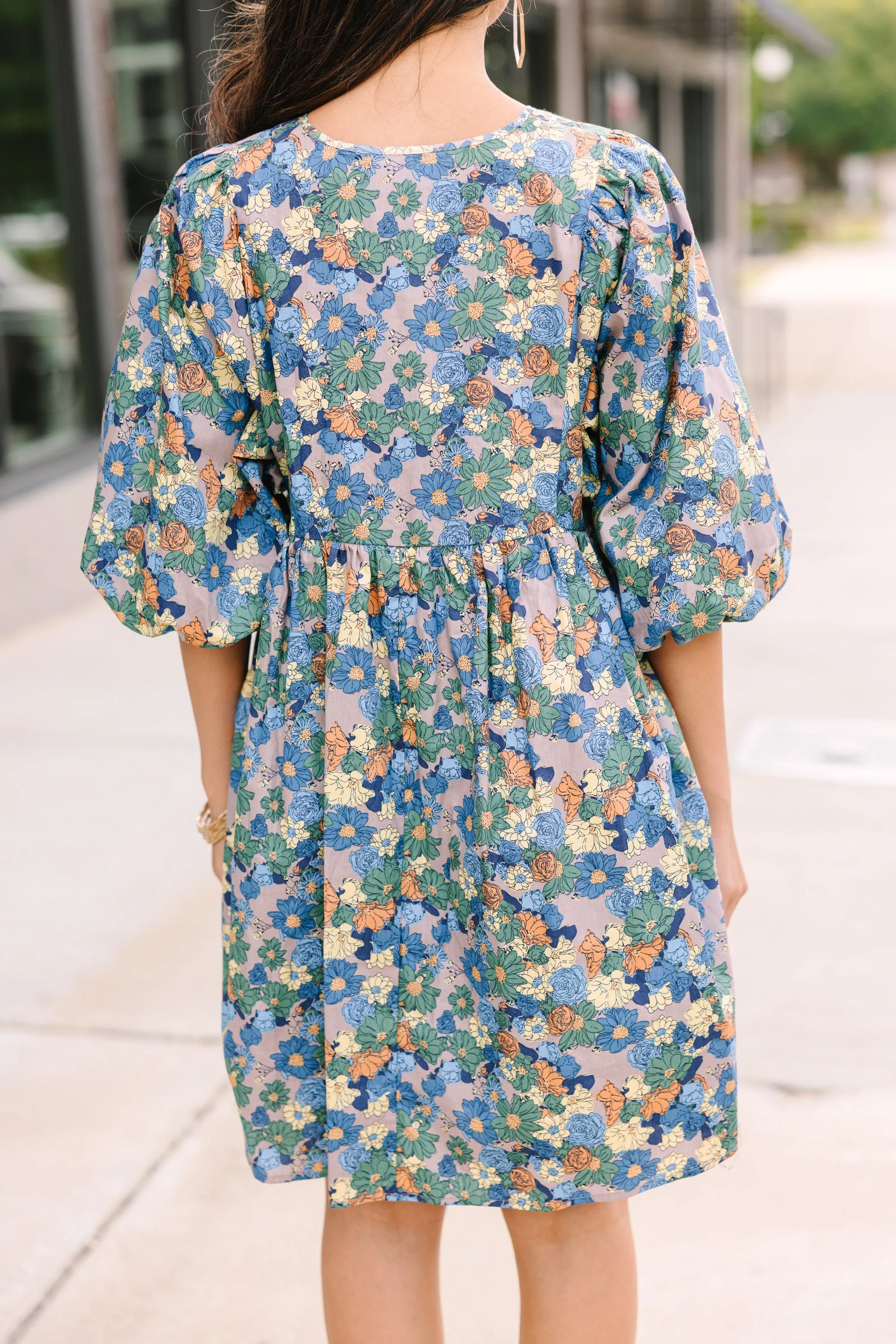 It's All True Navy Blue Floral Dress