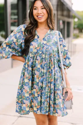 It's All True Navy Blue Floral Dress