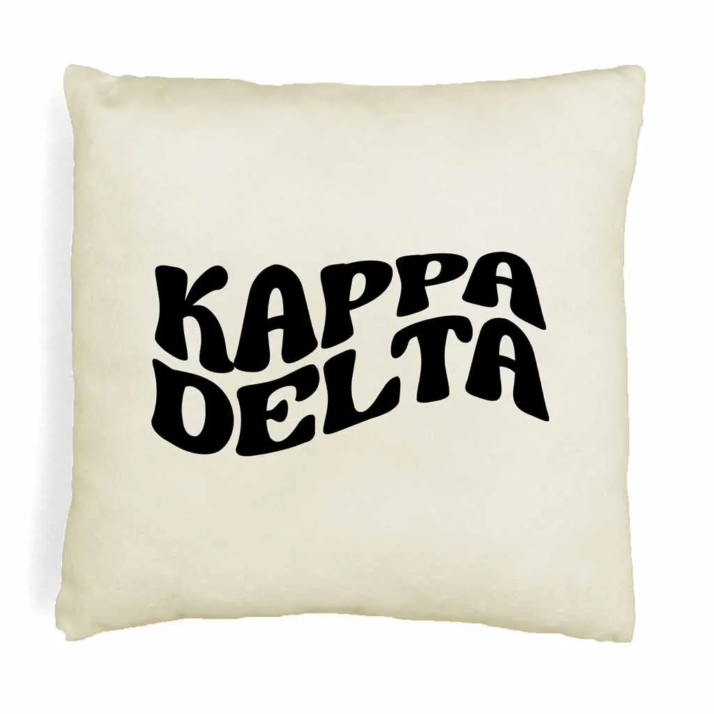 Kappa Delta Greek Mod Design on a Sorority Throw Pillow Cover for Dorm Room or Apartment Decor