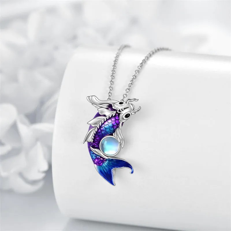 Koi Fish Necklace Sterling Silver Fish Pendant Jewelry Gifts for Women Girls