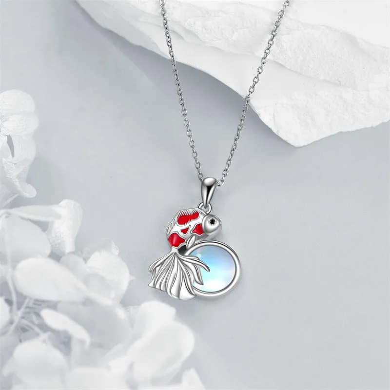 Koi Fish Necklace Sterling Silver Fish Pendant Jewelry Gifts for Women Girls