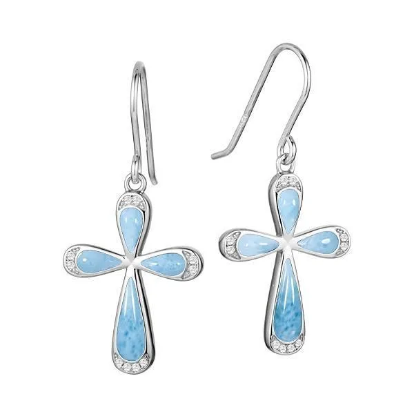 Larimar Ke'a Cross Earrings