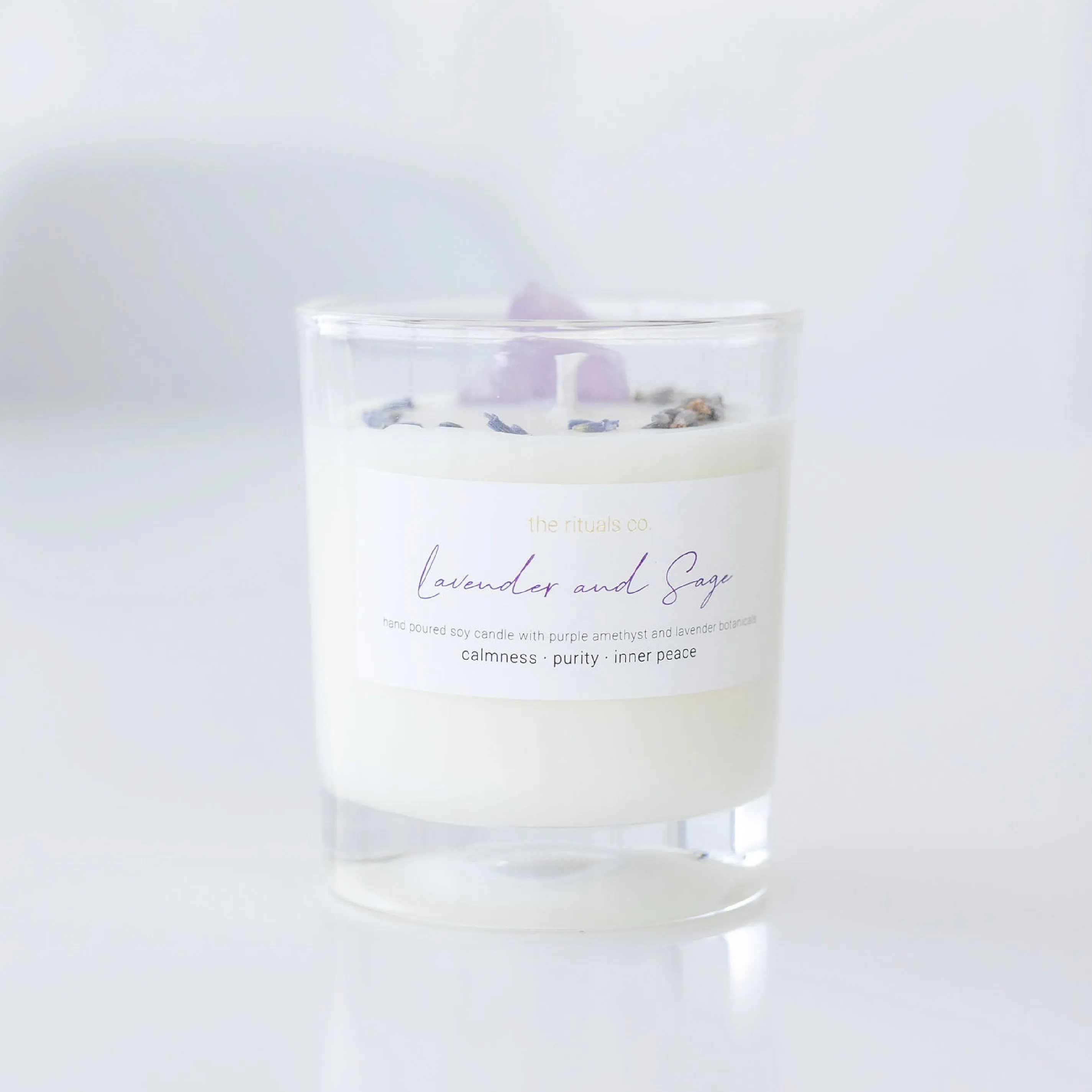 Lavender and Sage Crystal Candle