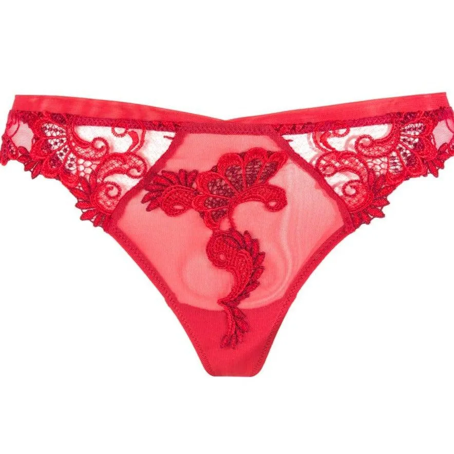 Lise Charmel Dressing Floral Thong in Red ACC0088