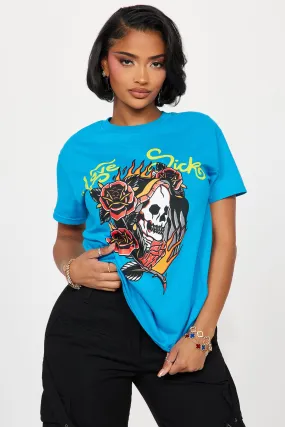 Love Sick Grim Reaper Graphic Tee - Turquoise