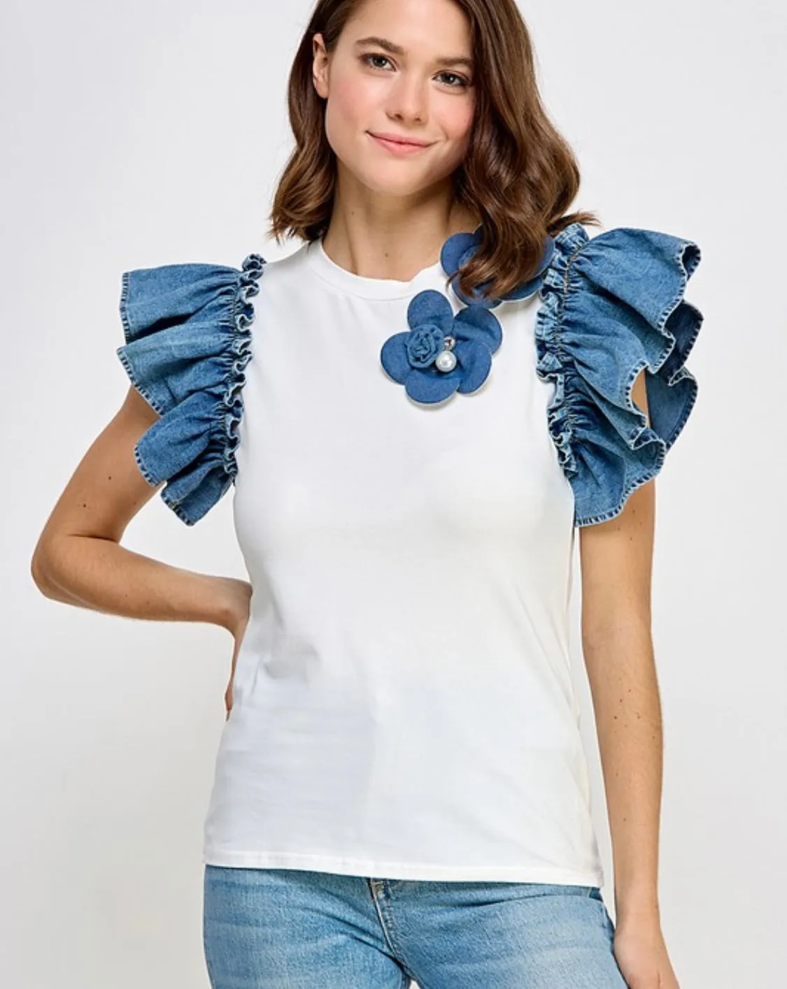 LP8760 Denim bell sleeves