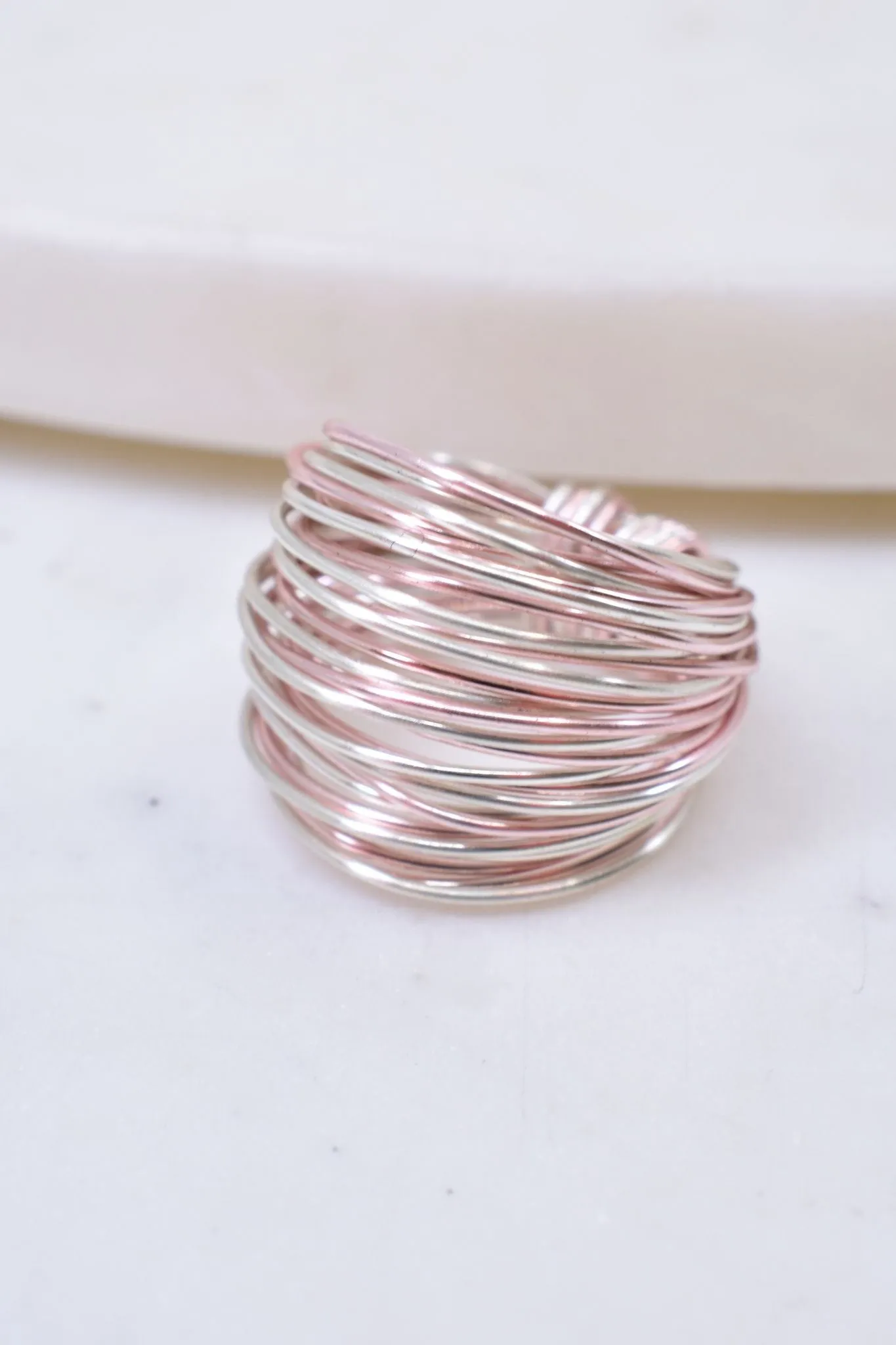 Marcia Wire Wrap Ring in Rose Gold with Silver