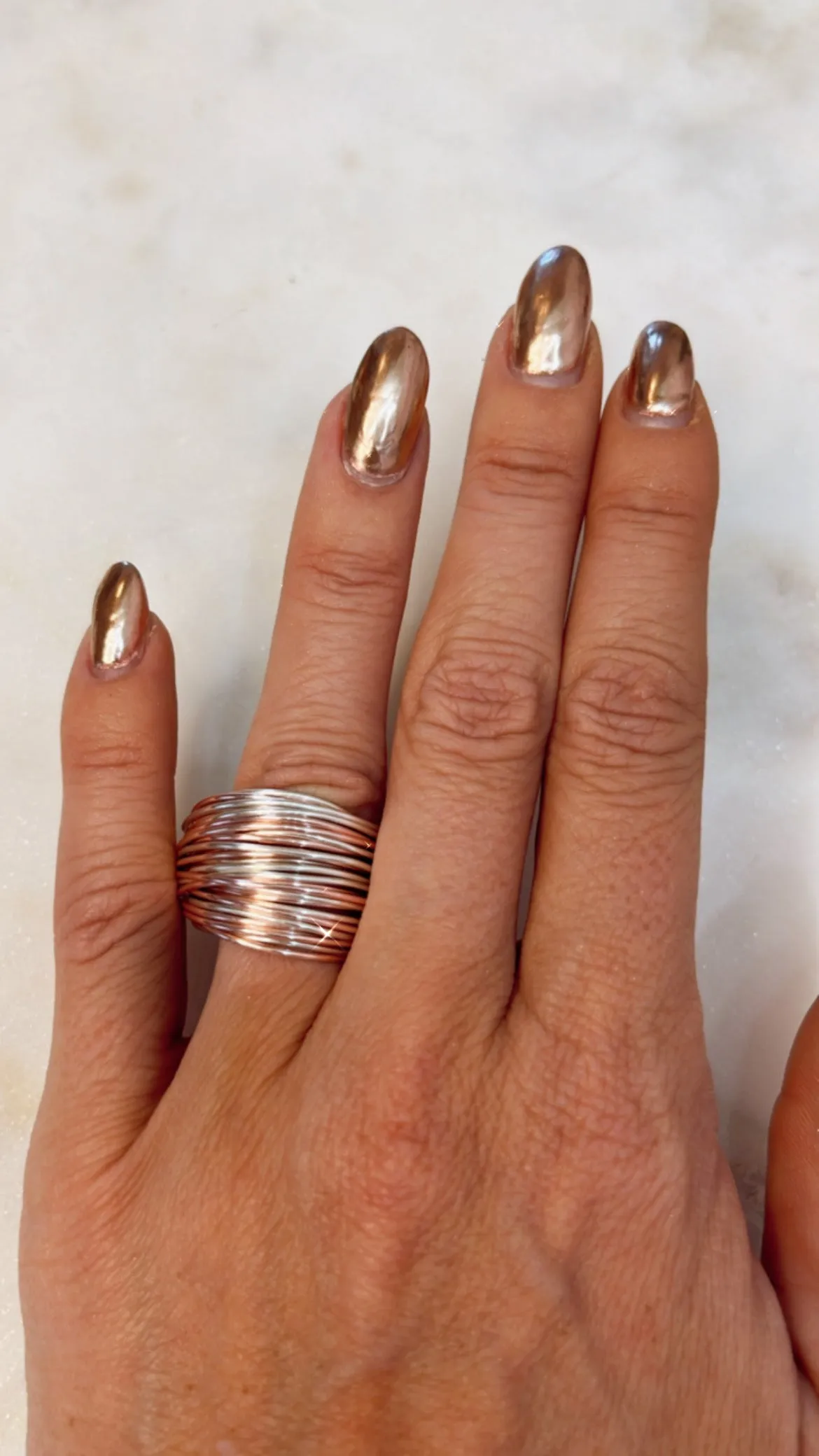 Marcia Wire Wrap Ring in Rose Gold with Silver