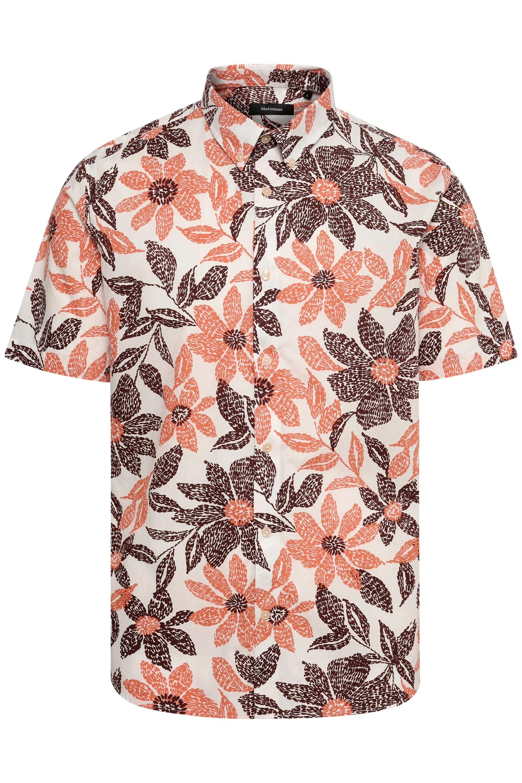 Matinique Floral Print Shirt Orange