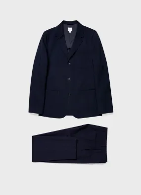 Men's Wool Twill Two-Piece Suit in Dark Navy