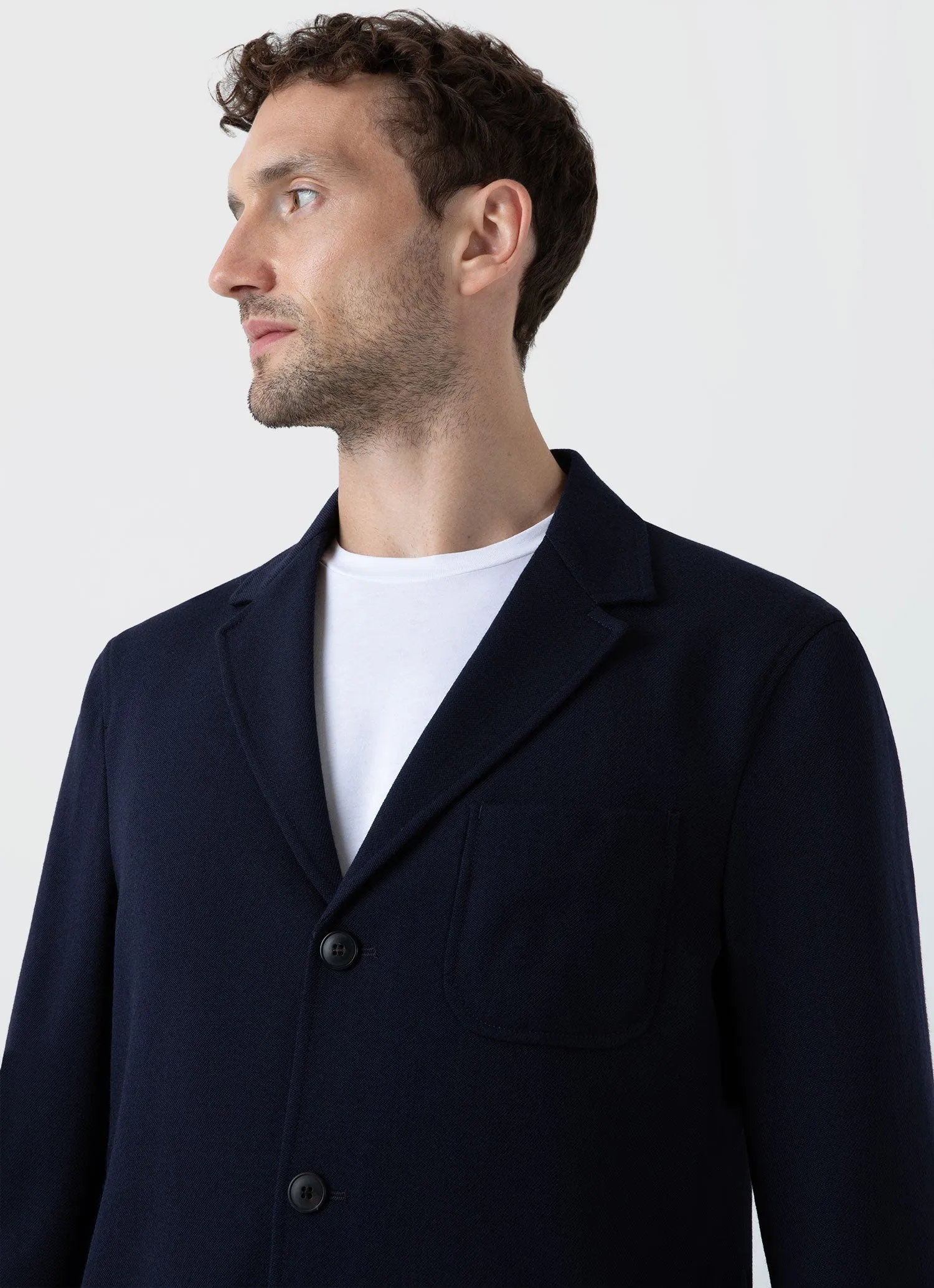 Men's Wool Twill Two-Piece Suit in Dark Navy