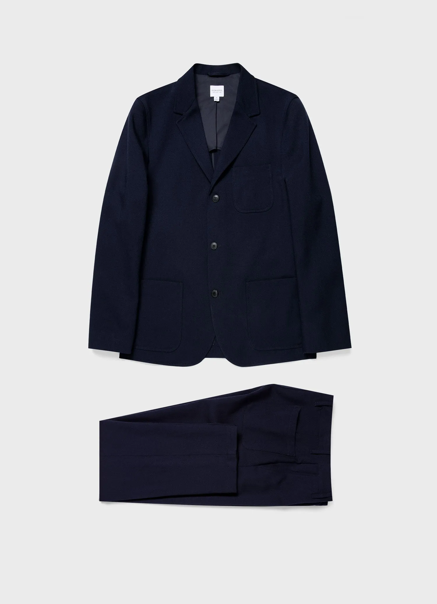 Men's Wool Twill Two-Piece Suit in Dark Navy