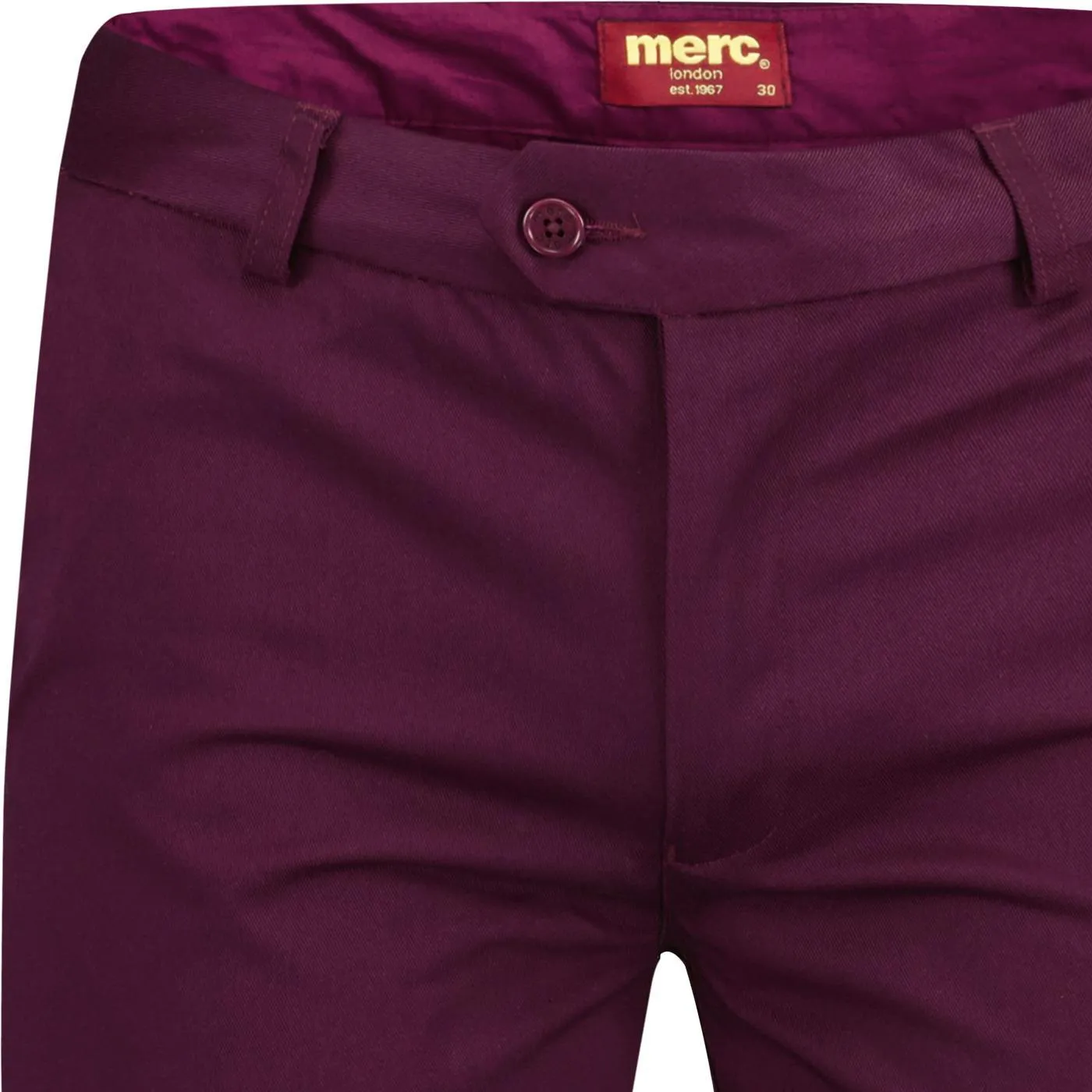 Merc London Winston Sta Prest Trousers Wine