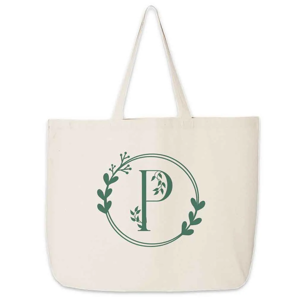 Monogrammed Tote Bag Personalized a Floral Theme Design