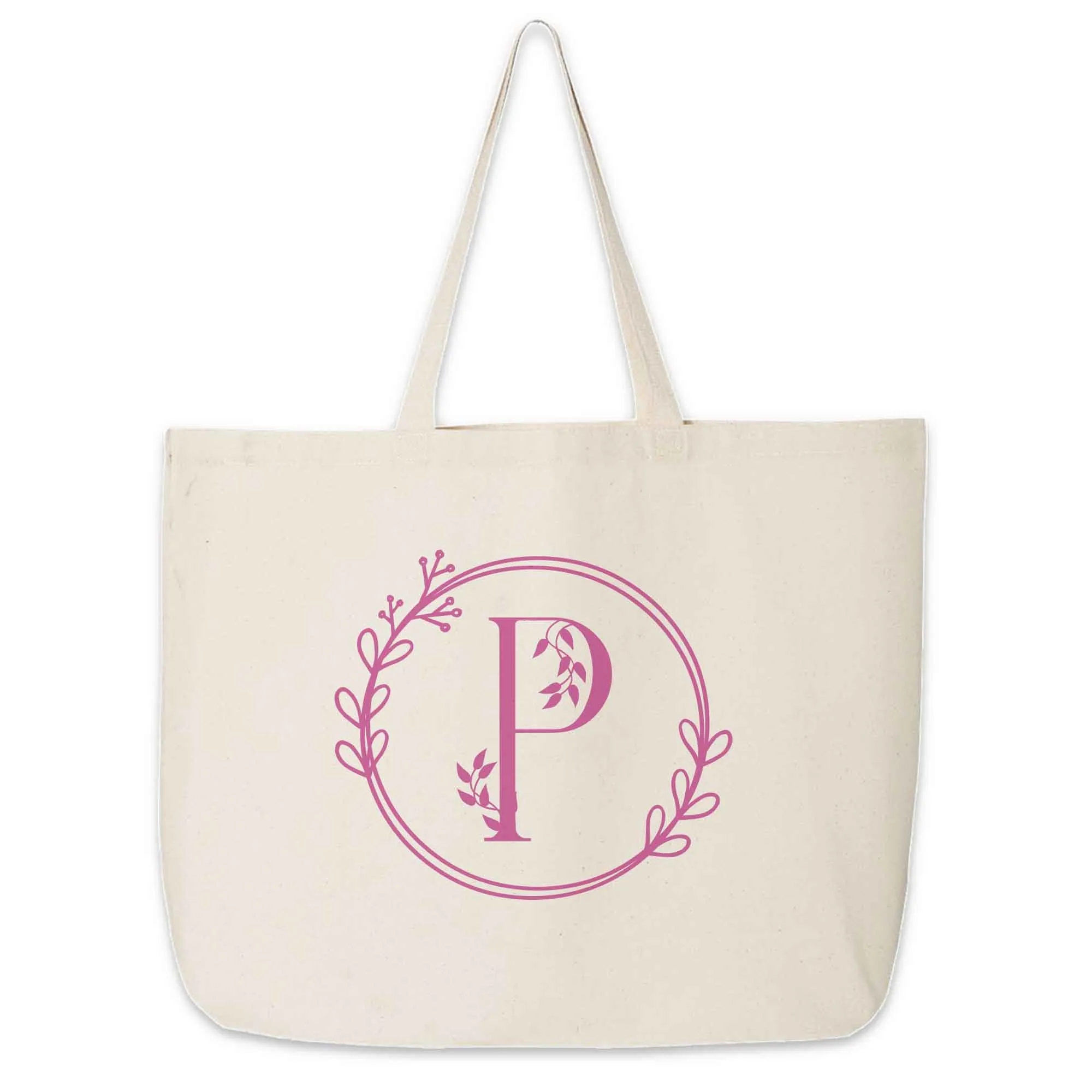 Monogrammed Tote Bag Personalized a Floral Theme Design